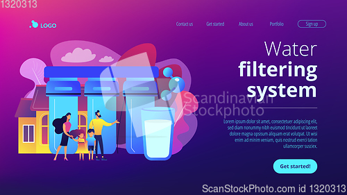 Image of Water filtering system concept landing page.