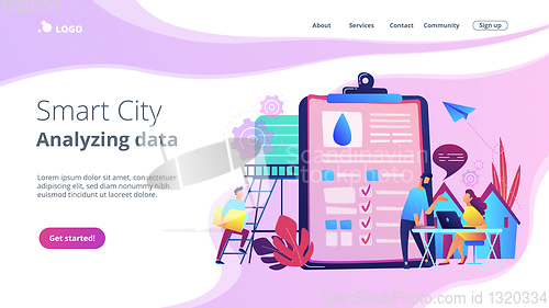 Image of Water management smart cityconcept landing page.