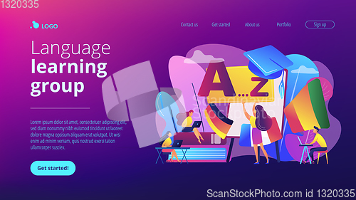 Image of Foreign language workshop concept landing page.