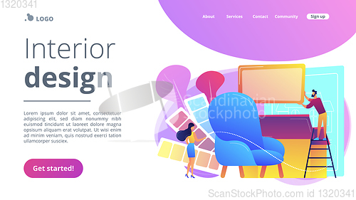 Image of Interior design concept landing page.