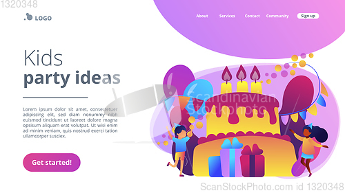 Image of Kids birthday concept landing page.