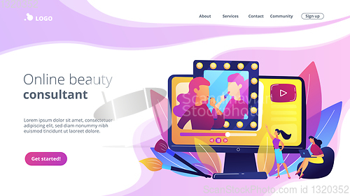 Image of Beauty blogger concept landing page.