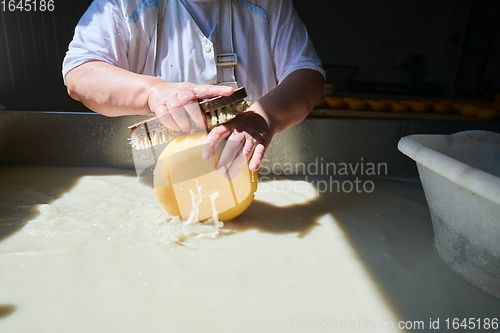 Image of Workers preparing raw milk for cheese production