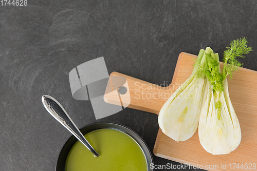 Image of fennel cream soup in ceramic bowl