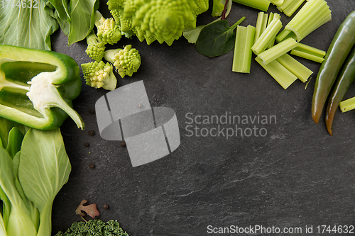 Image of close up of different green vegetables