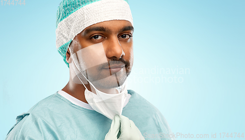 Image of face of doctor or surgeon with protective mask