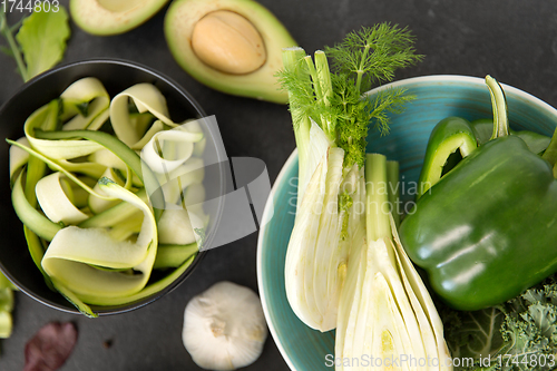 Image of close up of different green vegetables