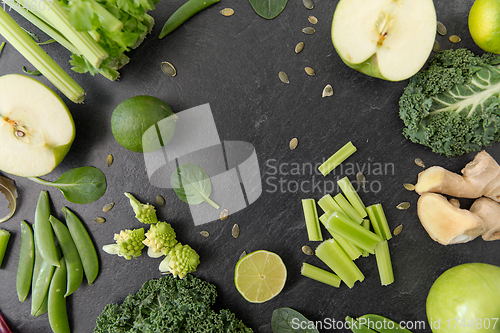 Image of close up of different green vegetables