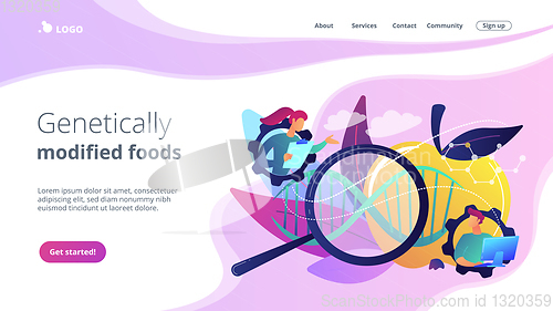 Image of Genetically modified foods concept landing page.