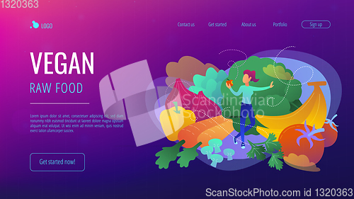 Image of Vegan raw food landing page.