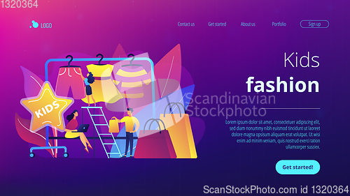 Image of Kids fashion concept landing page.