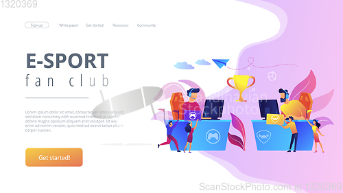 Image of E-sport fans concept landing page.
