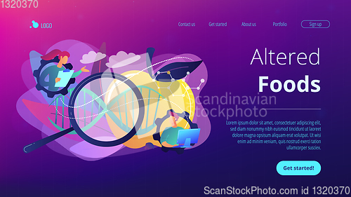 Image of Genetically modified foods concept landing page.