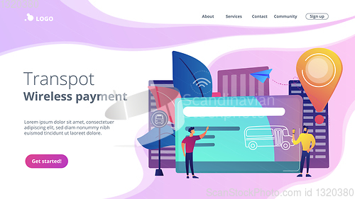 Image of Public transport travel pass cardconcept landing page.