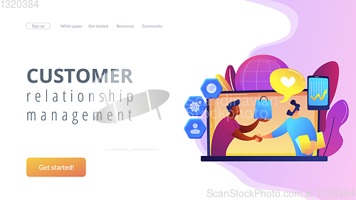 Image of Customer Relationship Management concept landing page.