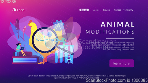 Image of Genetically modified animals concept landing page.