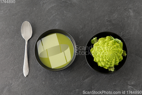 Image of close up of romanesco broccoli cream soup in bowl