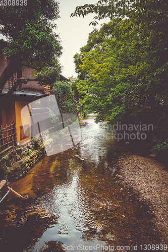Image of Traditional japanese houses on Shirakawa river, Gion district, K