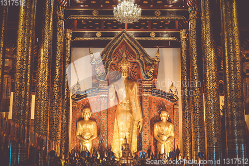 Image of Buddha statue, Wat Chedi Luang temple, Chiang Mai, Thailand