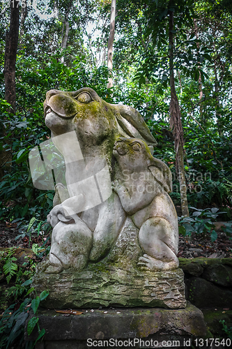 Image of Rabbit statue in the Monkey Forest, Ubud, Bali, Indonesia