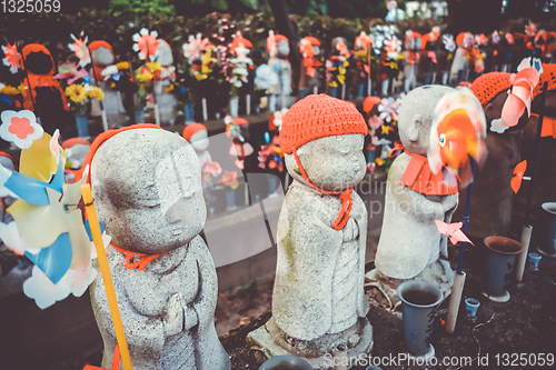 Image of Jizo statues at Zojo-ji temple, Tokyo, Japan