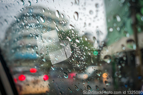 Image of Rain drops on a car window