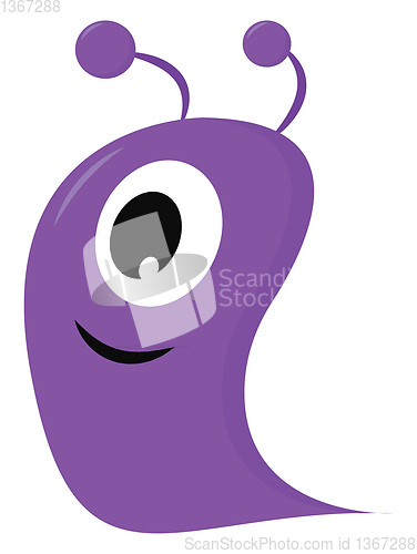 Image of One-eyed smiling purple blob monster vector illustration on whit