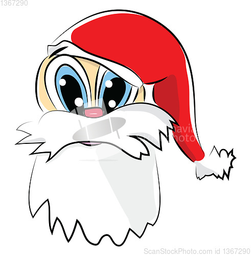 Image of Santa Claus illustration with a long red cap and a white beard v