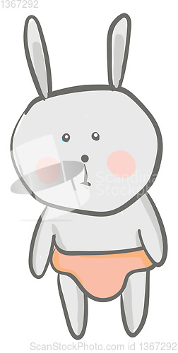 Image of A cartoon baby hare in its underwear is expressing sadness vecto