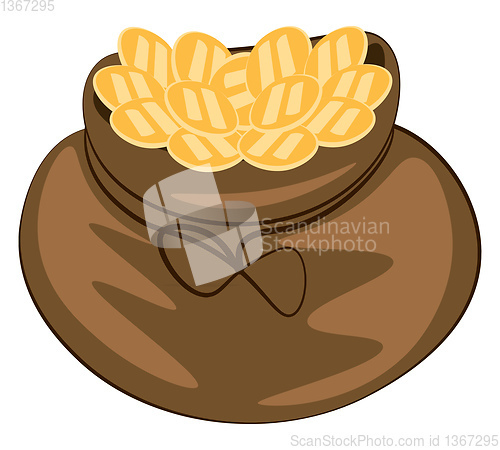 Image of A pouch with gold coins symbolizes wealth vector color drawing o