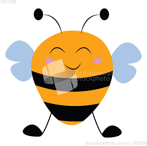 Image of A smiling bee vector or color illustration