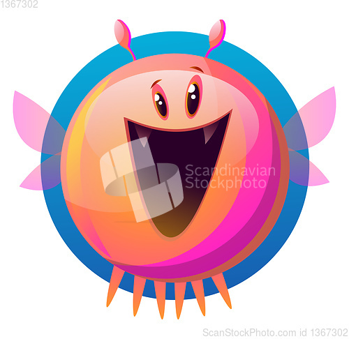 Image of Happy cartoon pink monster vector illustartion on white backgrou