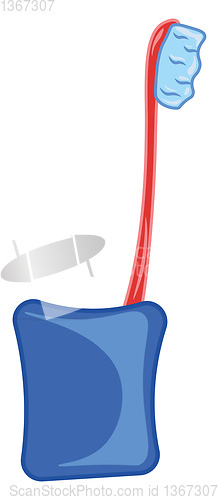 Image of A red toothbrush and a stand vector or color illustration