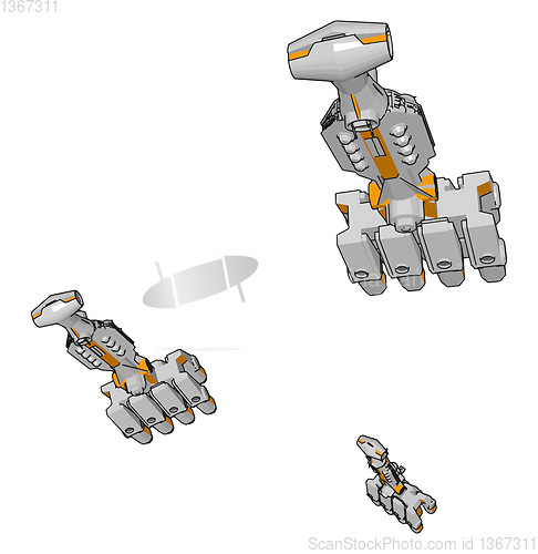 Image of White and yellow fantasy spaceships vector illustration on white