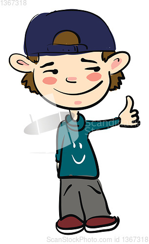 Image of Boy with thumbs up vector or color illustration