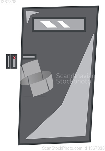 Image of A grey metal door with digital security lock or access key butto