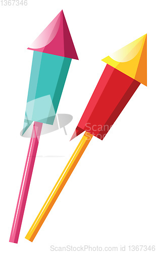 Image of Colorful fireworks for Chinese New Year vector illustration on w