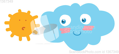 Image of A sun and cloud looking at each other vector or color illustrati