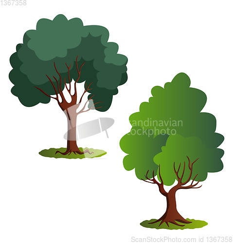 Image of Couple of green trees vector illustration on white background