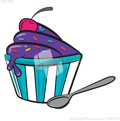 Image of Ice cream cup with cherry toppings vector or color illustration