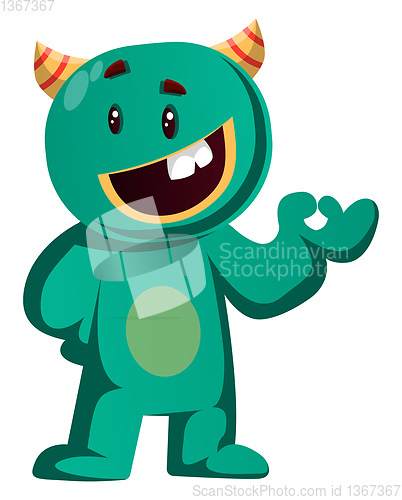 Image of Green monster giving OK sign vector illustration