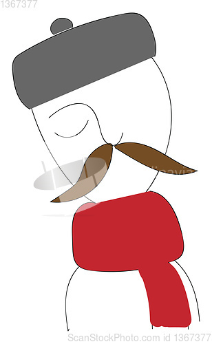 Image of A one-eyed man is with a long mustache vector or color illustrat