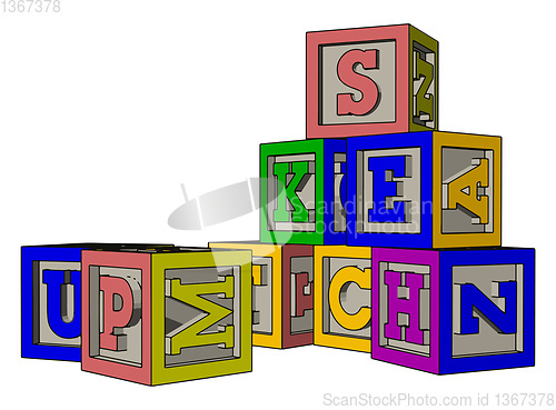Image of Various colorful toy blocks vector illustration on white backgro