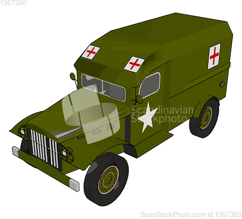 Image of 3D vector illustration on white background of a green medical mi