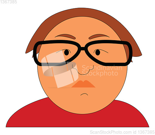Image of Portraite of a fat man with black eyeglasses vector illustration