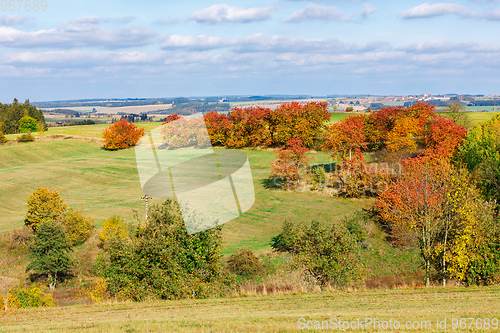 Image of Autumn landscape with fall colored trees