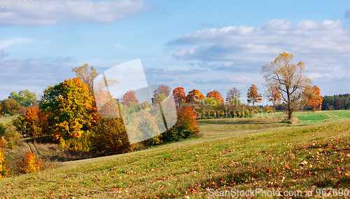 Image of Autumn landscape with fall colored trees