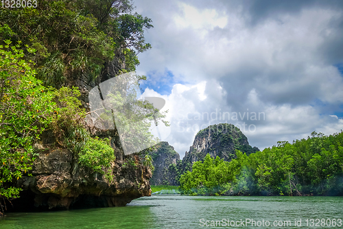 Image of Mangrove and cliffs in Phang Nga Bay, Thailand