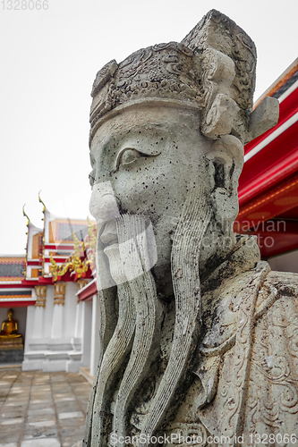 Image of Chinese Guard statue in Wat Pho, Bangkok, Thailand