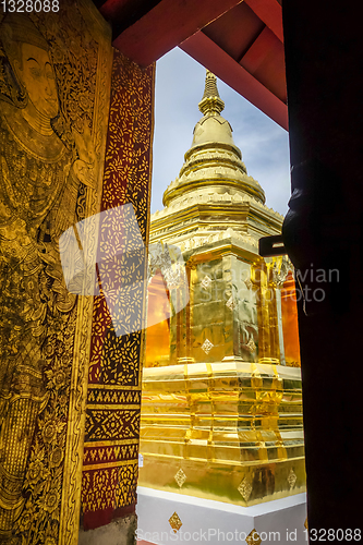 Image of Wat Phra Singh golden stupa, Chiang Mai, Thailand